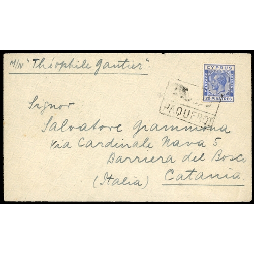 486 - 1929 2½pi tied Constantinople PAQUEBOT handstamp (Hoskin type 586c) with Barriera backstamp