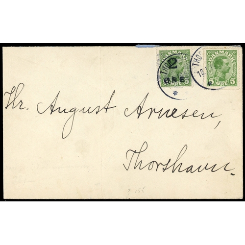 496 - 1919 envelope addressed locally bearing 2ö on 5ö green provisional