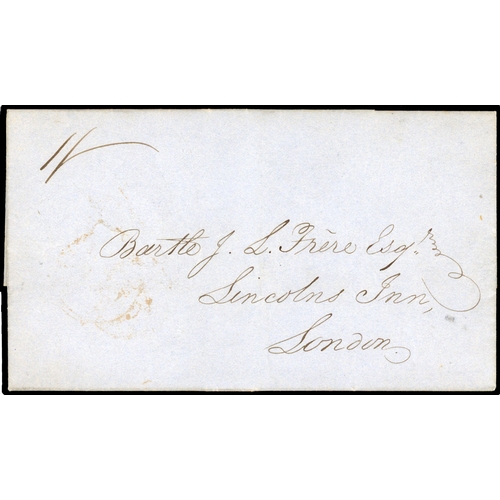 498 - 1853 entire to London at the 1s rate with very good date double arc 'DOMINICA/18 12 1853' cancel on ... 
