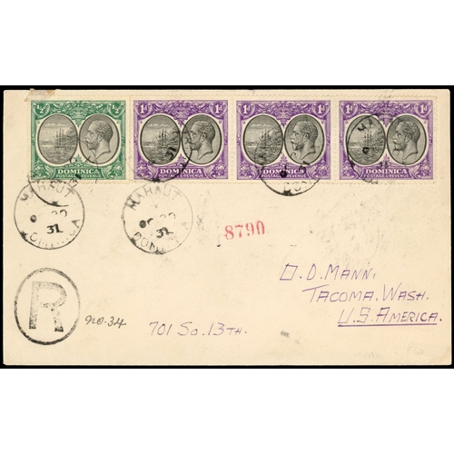500 - 1932 registered cover to USA franked ½d and 1d (3), tied MAUHUT/OC 20 32 cds with 1 in year date... 