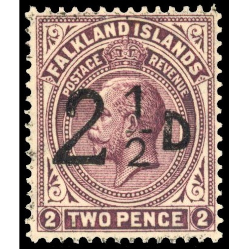513 - 1928 2½D on 2d purple-brown South Georgia provisional surcharge, large part og