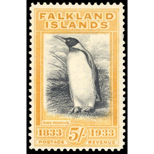 515 - 1933 Centenary 5s King Penguin black and yellow-orange, large part og