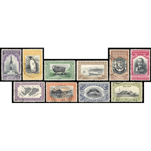 516 - 1933 Centenary values to £1 (less 1d, 1½d), all part cds used