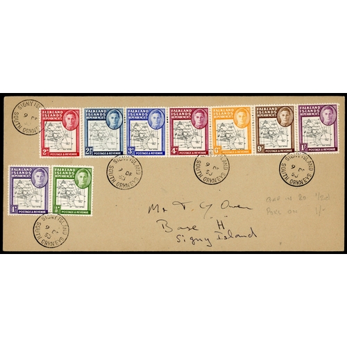 524 - 1953 cover franked thick maps to 1s, with ½d gap in 80th parallel variety, the 1s with SOUTH POKE ... 