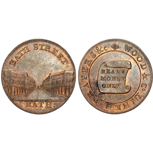 494 - Som.  Bath, Lutwyches mule Halfpenny 1794, View down Bath Street, rev . India House, edge PAYABLE B... 