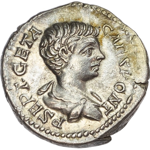 121 - Geta (as Caesar AD 198-209) AR Denarius, Rome, AD 200-205, 3.36g.