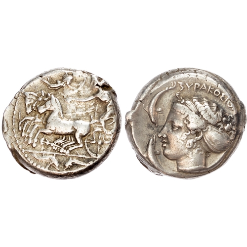 16 - Sicily, Syracuse, Second Democracy (466-405 BC) AR Tetradrachm, obverse and reverse signed by Eumeno... 