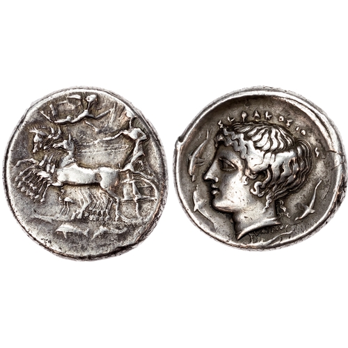 17 - Sicily, Syracuse (c. 415/405 BC) AR Tetradrachm, signed by the master engraver, Eumenos, 17.16g.