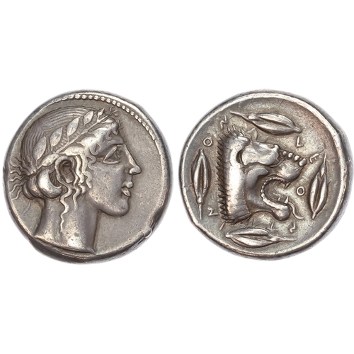 21 - Sicily, Leontini (c. 450-440 BC), AR Tetradrachm, 17.30g.