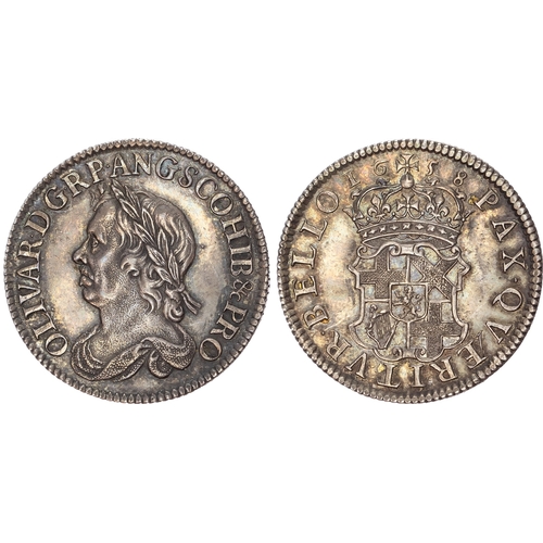 221 - Oliver Cromwell, Shilling, 1658, by Thomas Simon