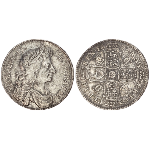 228 - Charles II (1660-1685), Halfcrown, 1675 V. SEPTIMO, 'Retrograde 1