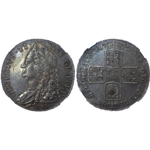 279 - George II (1727-1760), LIMA Crown, 1746 - NGC AU58