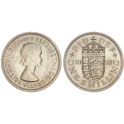 441 - Elizabeth II (1952-2022) Shillings (2), 1953 and 1954, English reverses.