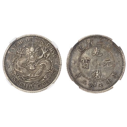 451 - China, Manchurian Provinces, silver 10 Cents - AU 50