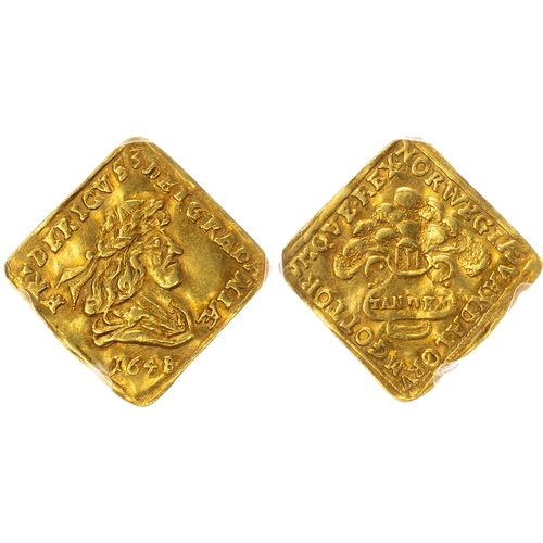 455 - Denmark, Frederik III (1648-1670), gold Dukat Klippe - largesse money