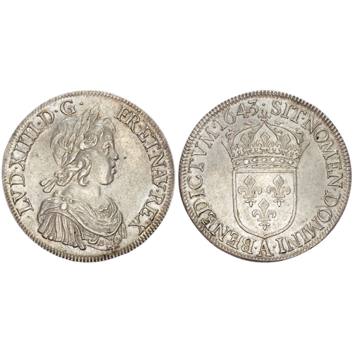 456 - France, Louis XIV (1643-1715), silver Écu à la mèche courte, 1643 A