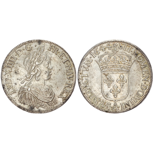 457 - France, Louis XIV (1643-1715), silver Écu à la mèche courte, 1644 A