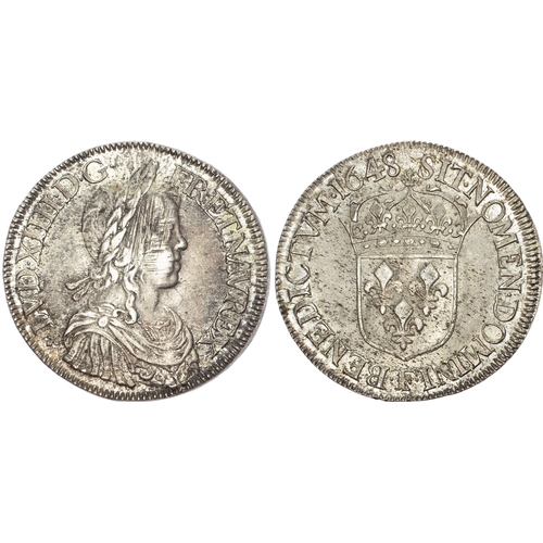 460 - France, Louis XIV (1643-1715), silver Écu à la mèche longue, 1648 F