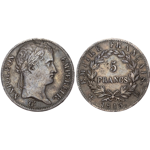 464 - France, First Empire, Napoleon I (1804-1815), silver 5 Francs, 1813 D