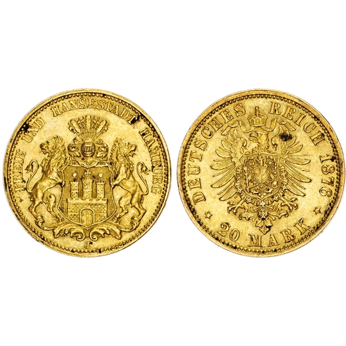 468 - Germany, Hamburg, gold 20 Mark, 1876 J
