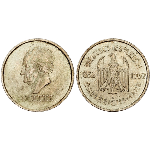 473 - Germany, Weimar Republic, silver 3 Marks - Goethe