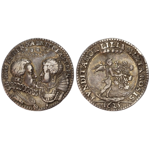 659 - Charles I (1625-1649), Marriage to Henrietta Maria, 1625, silver medalet (23mm/2.13gm) by P. Regnier... 