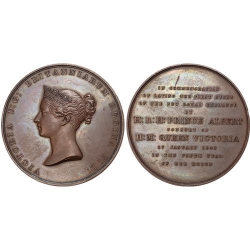 665 - Victoria (1837-1901), Foundation of the New Royal Exchange, Copper Medal (45mm/44.89gm) 1842 by W. W... 