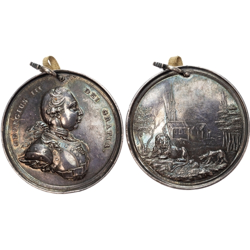 670 - USA, George III (1760-1820), The Lion and Wolf Indian Chief's, Silver Medal (61mm/60.00gm), c. 1777.