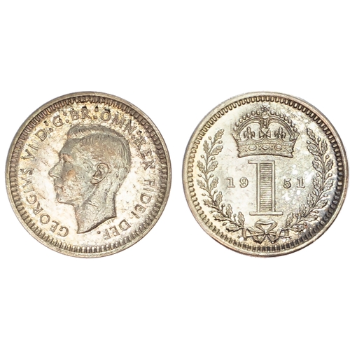 440 - George VI (1936-1952) Maundy Set, 1951, fourpence, threepence, twopence, penny.