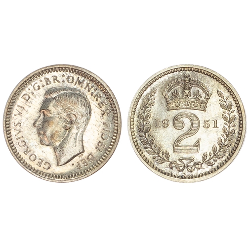 440 - George VI (1936-1952) Maundy Set, 1951, fourpence, threepence, twopence, penny.