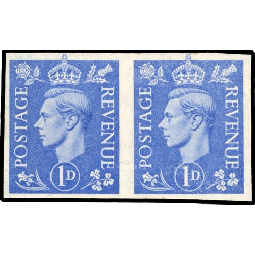 104 - 1951 1d Light ultramarine imperforate pair mint (SG504b)