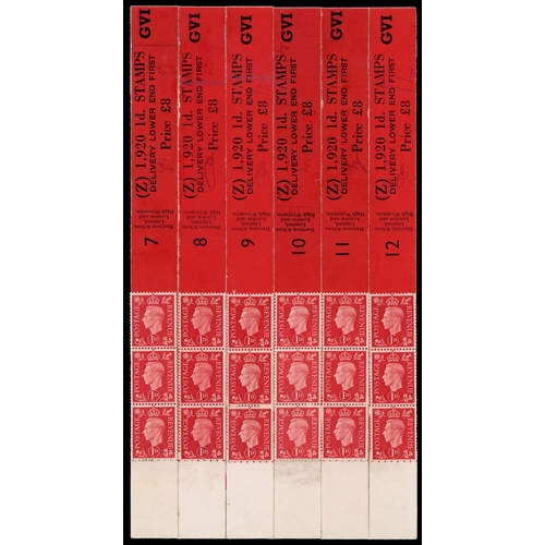 13 - 1937 1d Scarlet. A fine set of twelve coil leaders with each one individually numbered 1-12