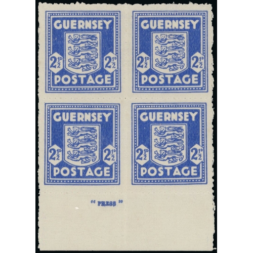 176 - 1941-44 Arms of Guernsey (SG1-5) group of mint imprint blocks