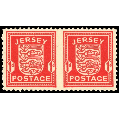 178 - 1941 Jersey 1d Scarlet. Unused o.g. horizontal pair, imperforate between