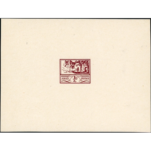 189 - 1943 ½d Jersey Views Imperforate Die proof in brown on rough paper. SG3, JW23.