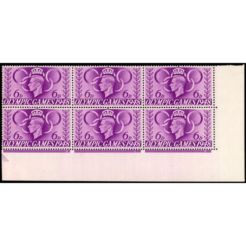 91 - 1948 6d Olympics blocks with HLP and retouch