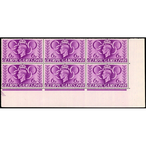 91 - 1948 6d Olympics blocks with HLP and retouch