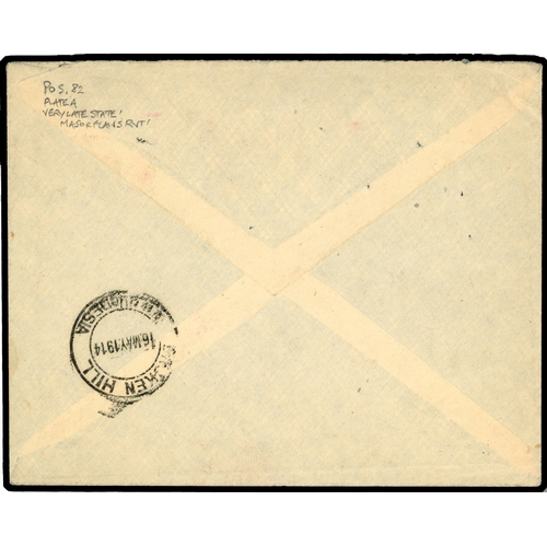 101 - 1914 (MY 7) cover from Petauke to USA, franked by 1910-13 1d carmine-lake from Plate A pos. 82 (a ve... 