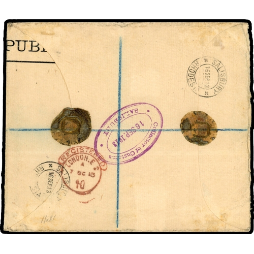 102 - 1913 (16 SEP) registered cover from Salisbury to London, franked by 1910-13 1d bright carmine, perf ... 