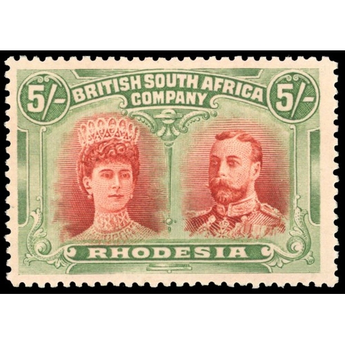 428 - 1910-13 5s scarlet-vermilion and dull yellowish green, perf 14, pos. 2 showing ‘long gash’ in Queen'... 