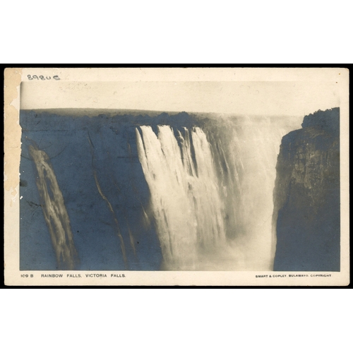 54 - 1910 (19 NOV) ppc ('Rainbow Falls, Victoria Falls') to USA, franked by 1910-13 ½d apple-green group ... 