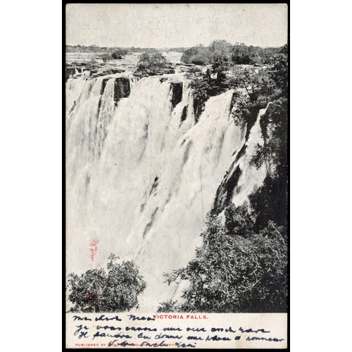 95 - 1911 (2 SEP) ppc ('Victoria Falls') from Victoria Falls to Belgium, franked by 1910-13 1d carmine-re... 