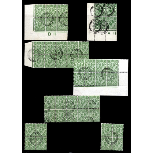 108 - 1911-12 Downey Head selection of used on first day including ½d green block of four with York cds fo... 