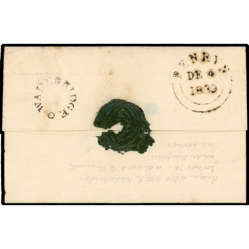 13 - 1839 Pre-stamp mail. An interesting entire spanning three days of Postal History when Rowland Hill's... 