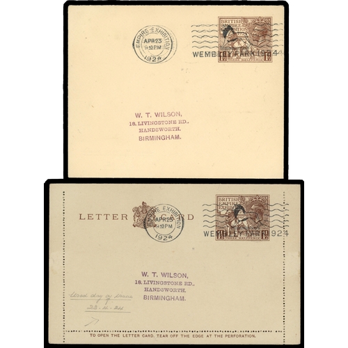 134 - 1924 1d & 1½d British Empire Exhibition. Very fine group of four first day exhibition postal station... 