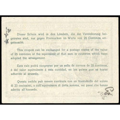 137 - 1924 3d UPU International reply coupon. A fresh UPU international reply coupon cancelled at left by ... 