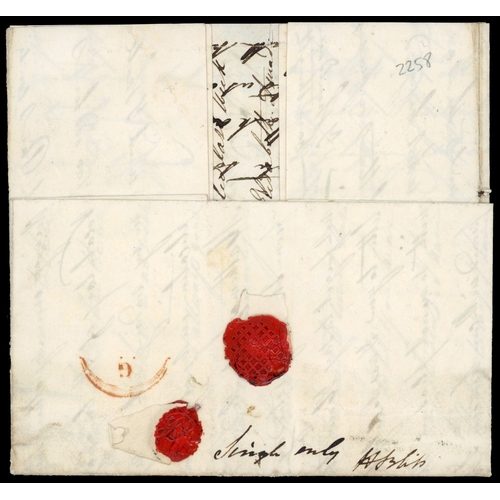 14 - 1839 Pre-stamp mail. Double rate entire sent form Newport to London on the last day of mileage based... 