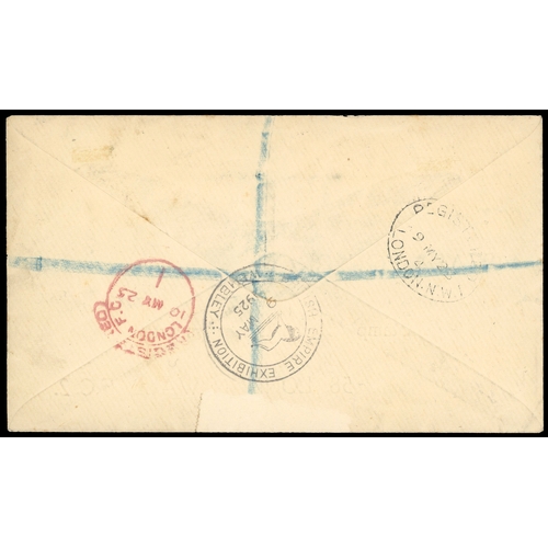 158 - 1925 British Empire Exhibition. Very fine registered envelope bearing a block of four 1d (SG432) and... 