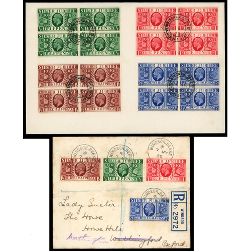 174 - 1935 (7 May) Silver Jubilee selection arranged on Safe album pages including first day covers illust... 