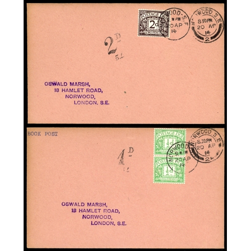 193 - 1914 ½d, 1d, 2d, & 5d Postage dues. A superb matching set of four Oswald Marsh first day covers incl... 